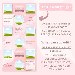 Instagram Puzzle Template, Instagram Post Template, Canva Instagram Templates, Instagram Puzzle Feed Template, 18 Posts, GPE1 Bild 4