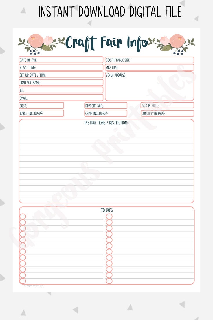 Craft Show Price List Template