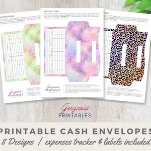 Printable Cash Envelopes System, with expenses tracker & category labels, 8 Bright Leopard Print Budget Envelopes, INSTANT DOWNLOAD CELP1 image 5