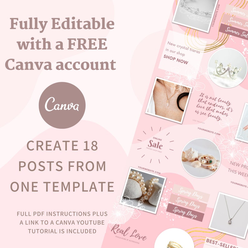 Instagram Puzzle Template, Instagram Post Template, Canva Instagram Templates, Instagram Puzzle Feed Template, 18 Posts, GPE1 Bild 2