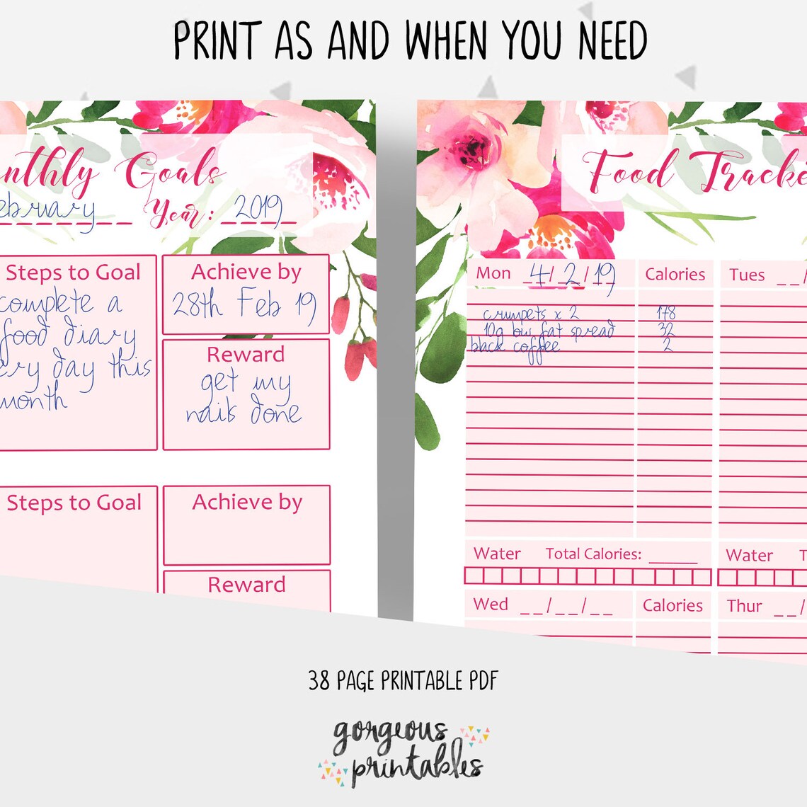 Weight Loss Journal Printable File Includes Food Journal, Weight Loss ...