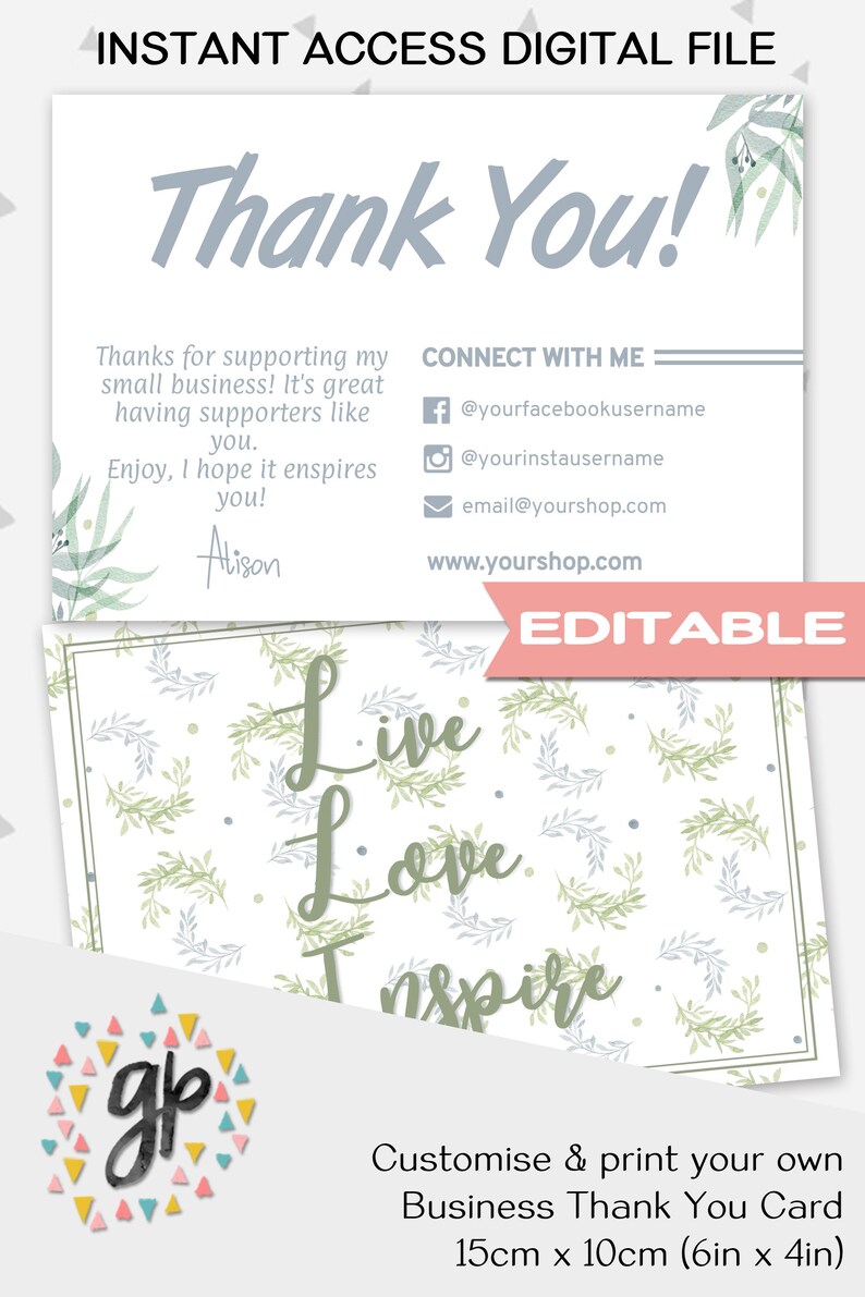 Business Thank You Cards Template Thank You For Your Order Etsy Business Thank You Cards Template Thank You For Your Order Etsy