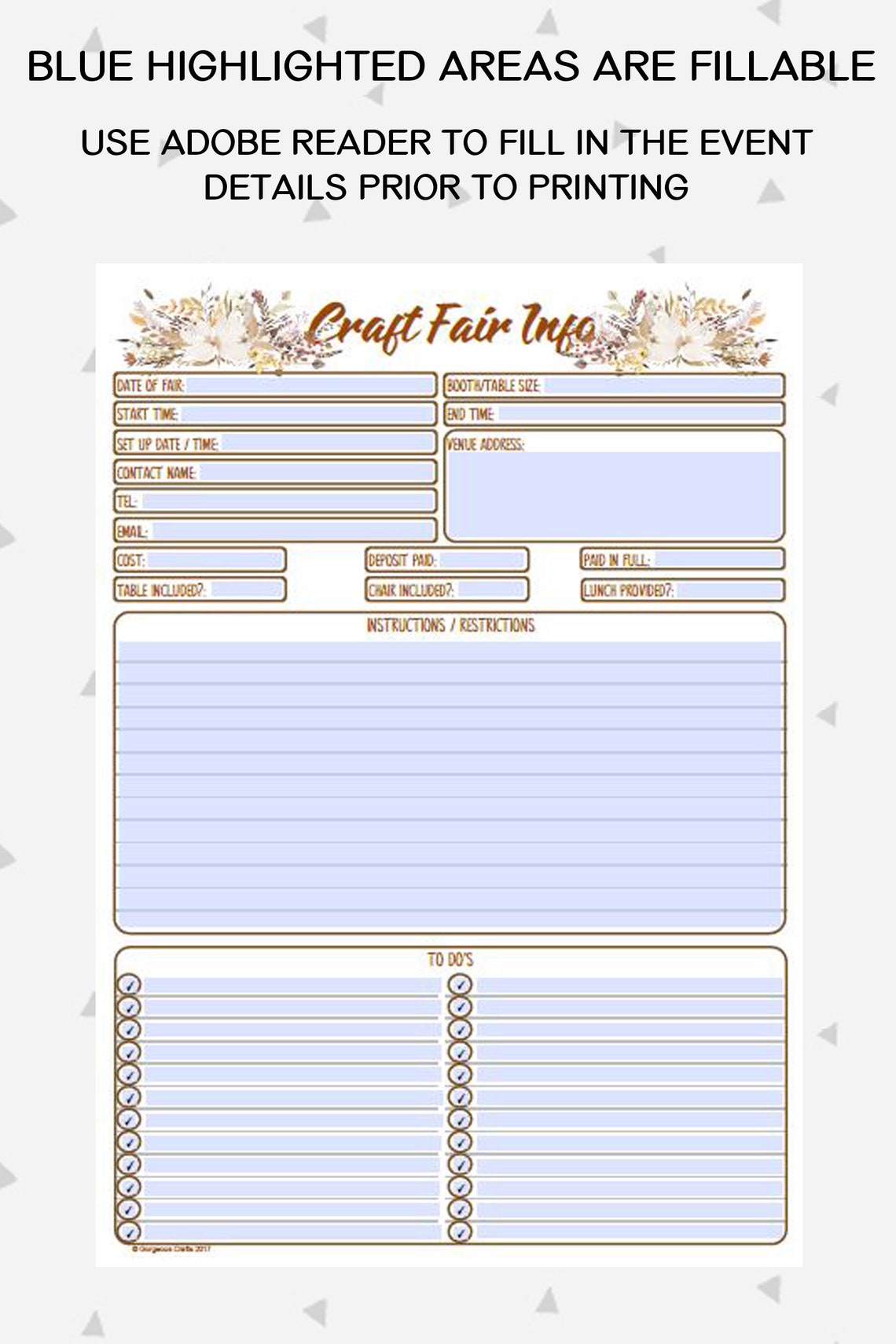 Craft Fair Tracker Business Planner Craft Fair Printable - Etsy