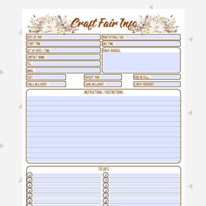 Craft Fair Tracker, Business Planner, Craft Fair Printable, Business Forms, Craft Show Information, Show Tracker, Business Printables, AU1 image 4