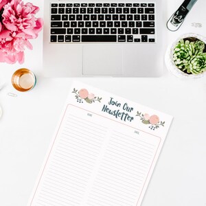Newsletter Sign up Sheet, Email Subscription list, Handmade Business, Craft Business, Craft Fair Printable, Business planner, Forms, PB1 image 2
