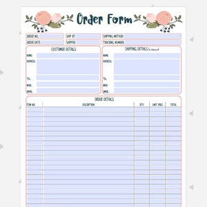 Order Form Printable for Business, Client Order Form Printable, Craft ...