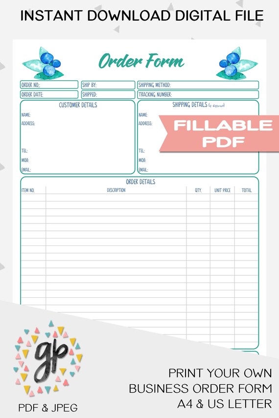 Printable Order Form Craft Order Form Business Printable | Etsy