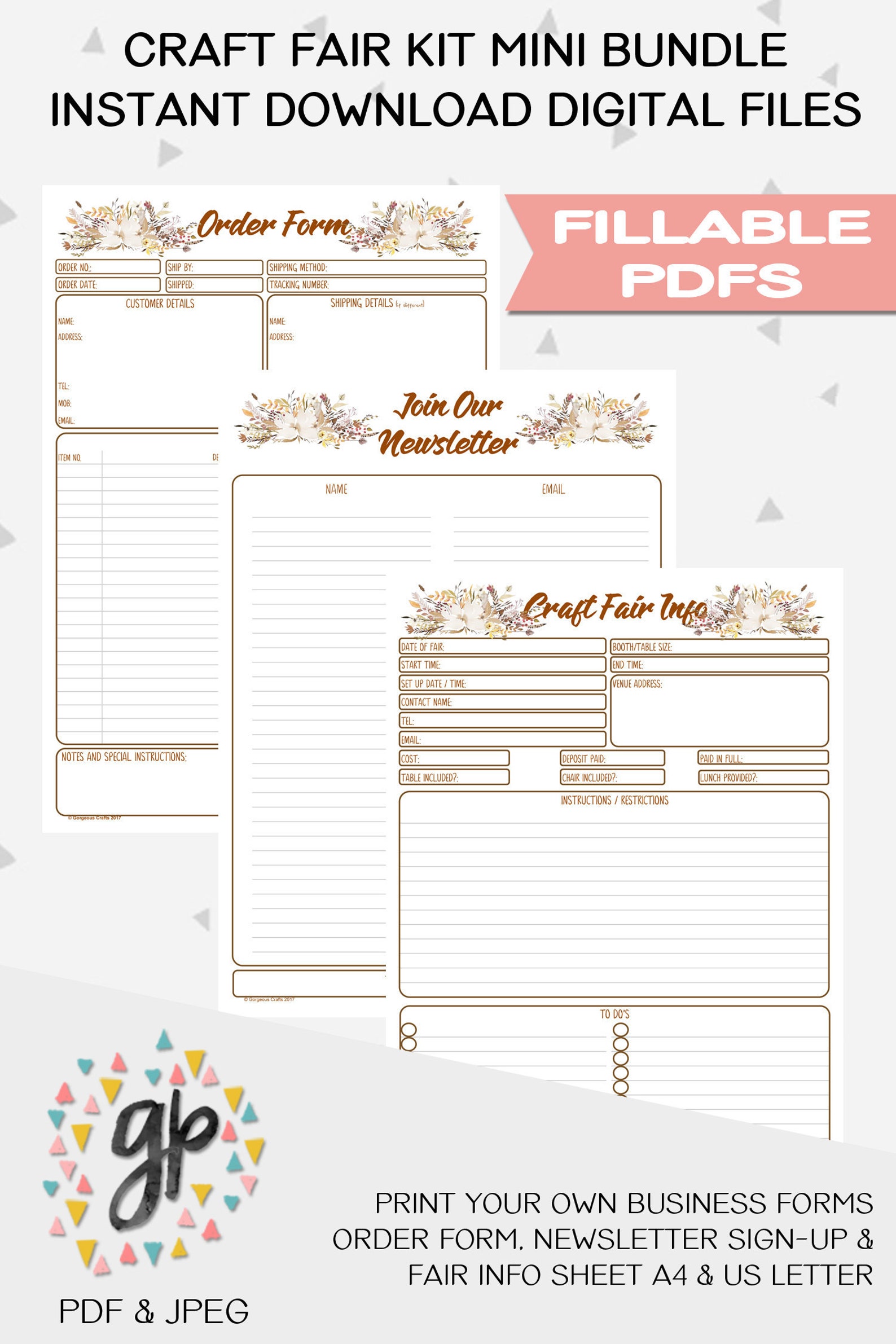Craft Fair Kit Mini Bundle Business Printables, Order Form, Newsletter ...