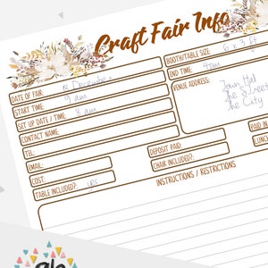 Craft Fair Tracker, Business Planner, Craft Fair Printable, Business Forms, Craft Show Information, Show Tracker, Business Printables, AU1 image 5