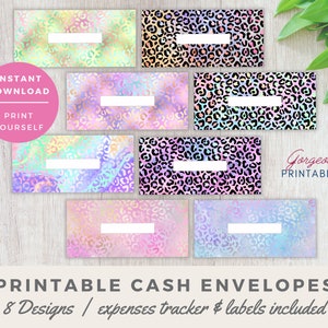 Printable Cash Envelopes System, with expenses tracker & category labels, 8 Bright Leopard Print Budget Envelopes, INSTANT DOWNLOAD CELP1 image 8