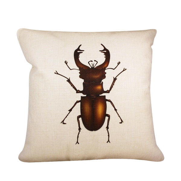 Insect Cushion Cover Cushion Covers UK 40 X 40 45 x 45 Beetle Cushion Cover Stag Beetle Cushion Modern Cushion Covers  Cushion Cream Beige