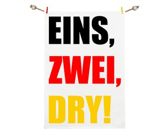 Large Novelty TeaTowel German Tricolour Gift Funny Humorous Tricolor Kithcen Towel Cotton Eins Zwei Dry Teacher Student For Her Him Flag UK