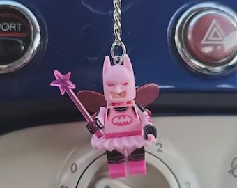 Pink Bat Fairy Minifigure Keychain – Handmade Kawaii Bow Charm