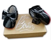 Patent Buba Boutins - Red sole baby moccasins,Girl,designer shoes, baby shower gift, christening shoes, baby moccasin, baby walking shoes