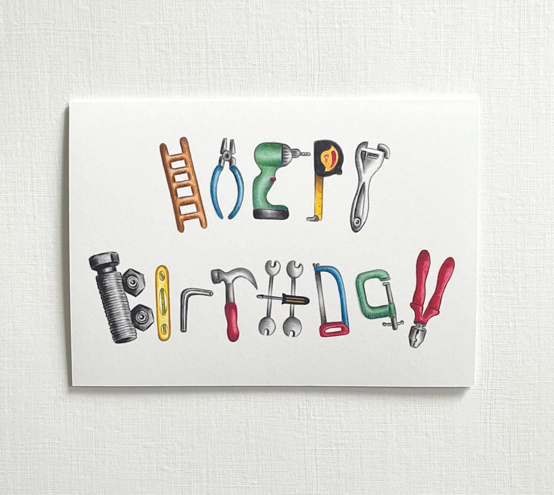 DIY Tools Birthday Card: Handyman Builder Card (7x5 Inch) - Etsy UK