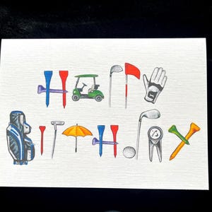 Carte d'anniversaire de golfeur - carte pour golfeur ou fan de golf - 7 x 5 pouces