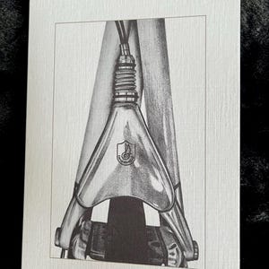 Carte de cycliste, dessin de pièces de vélo vintage, carte de voeux d'anniversaire de vélo - 7 x 5 pouces
