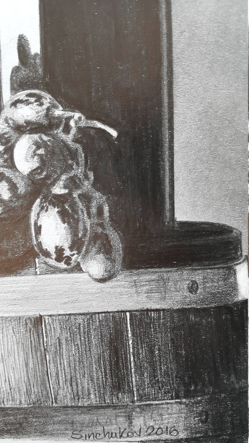 Wine Grapes Still life Original Pencil Drawing Wall Art Etsy