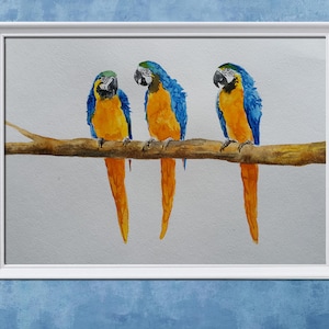 PARROT PAINTING - parrot artwork, macaw art, watercolor bird decor, parrot art, parrot decor, parrot wall art, bird gift, print