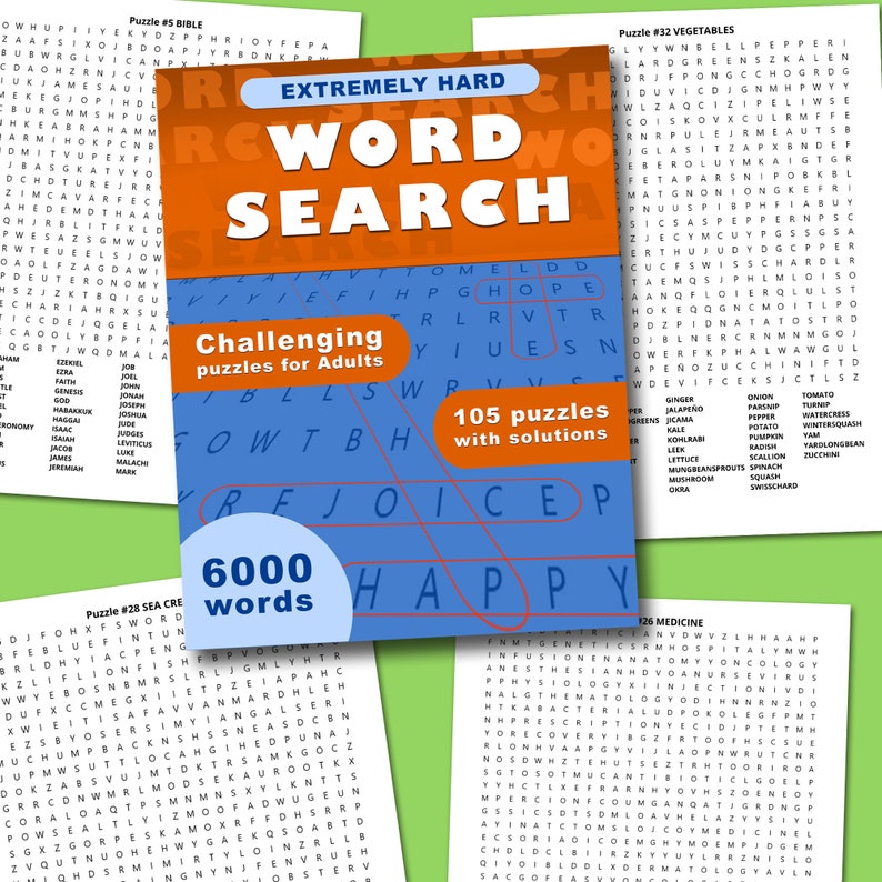 Extremely Hard Word Search Book for Adults: 105 Printable Puzzles (PDF) image 1
