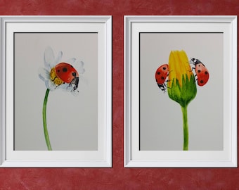 Ladybug Watercolor Art Print Set (Digital Download)