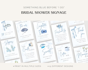 Something Blue before “I do” bridal shower sign for hen party sign Editable in Canva Printable at Home wedding sign bundle for bridal shower