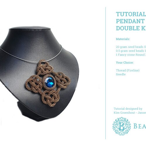 Beading Tutorial Necklace Double Knot Pendant english PDF Etsy