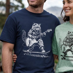 Rock Cat Guitar Player T-Shirt: Funny Music Lover Gift