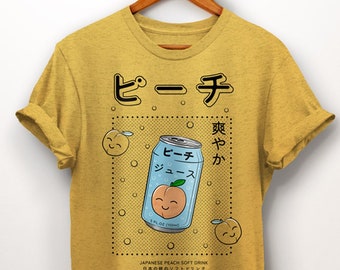 Japanese Shirt. Japanese Streetwear. Peach Soft Drink Shirt. Harajuku Shirt. Japanese Pop Art. Aesthetic Shirt. Japanese Gifts