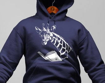 Giraffe Hoodie. Book Lover Gift. Reading Gifts. Librarian Gift. Literary Gifts