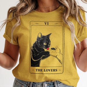 Carte de tarot Chemise chat noir. Les amants. Femmes Hommes. Cadeau pour amoureux des chats pour lui elle. Chemise pour tout-petit