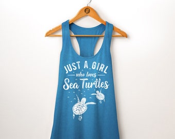 Meeresbiologie Tank Top. Meeresschildkröte Top. Nur ein Mädchen, das Meeresschildkröten liebt. Fitness-Studio-Training. Yoga Top. Schildkröte Geschenk. Trainings-Tank