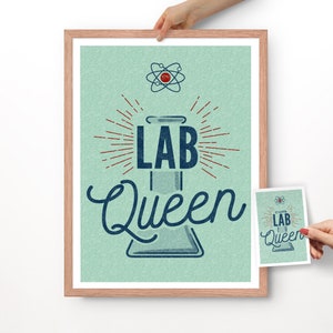 Décoration murale scientifique. Carte de voeux. Affiche de la reine des laboratoires. Cadeau de technologie de laboratoire. Cadeau de chimie. Cadeau technique en pharmacie. Poster en cadre