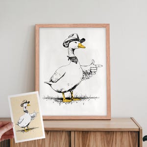 Cowboy Gans Kunstdruck. Western Dekor. Lustige Wandkunst . Badezimmer Drucke. Küche-Wand-Dekor. Gerahmtes Poster. Landhaus Dekor