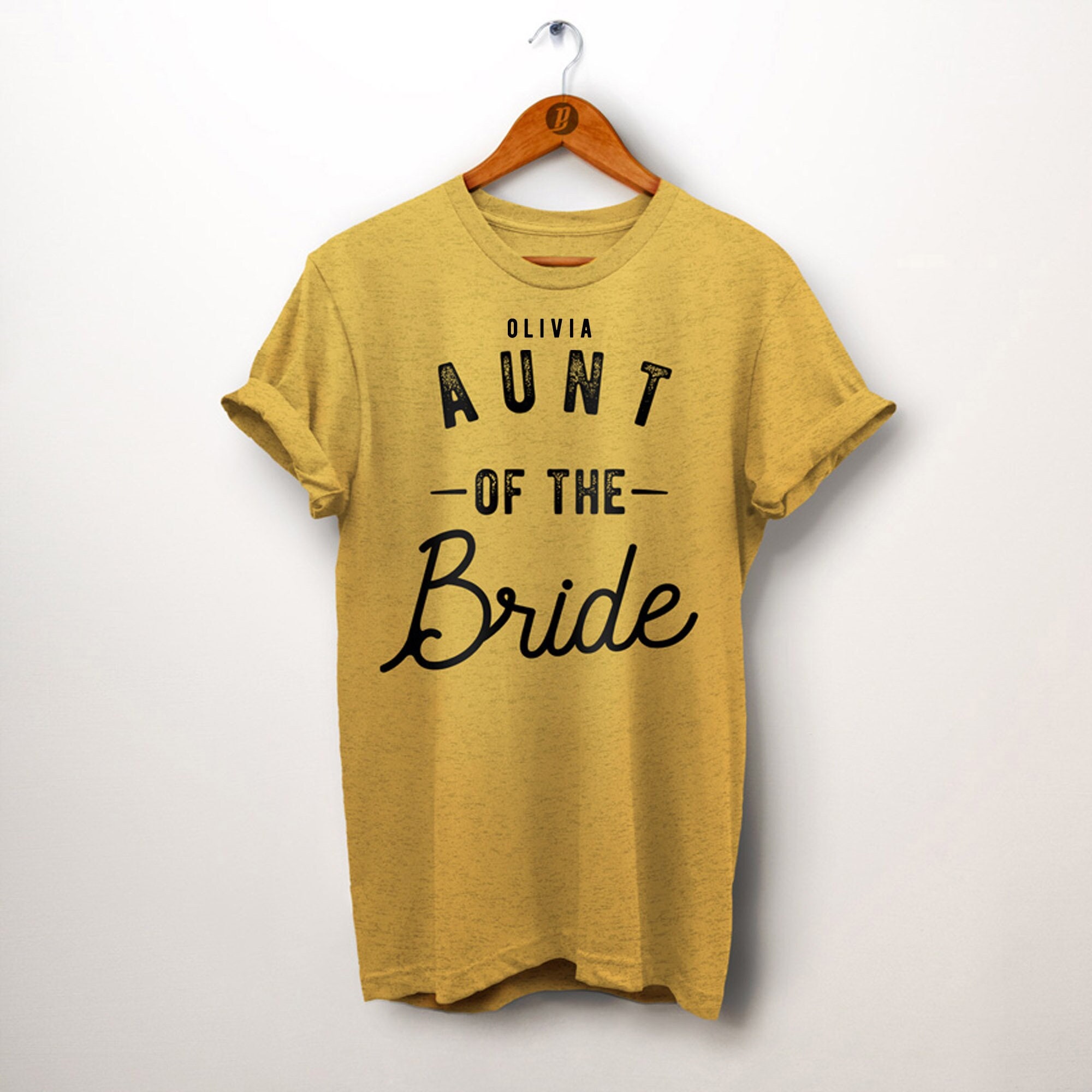 Womens Auntie Of The Bride Shirt With Ring Graphics Dark Yellow Womens Auntie Of The Bride Shirt With Ring Graphics Dark Yellow