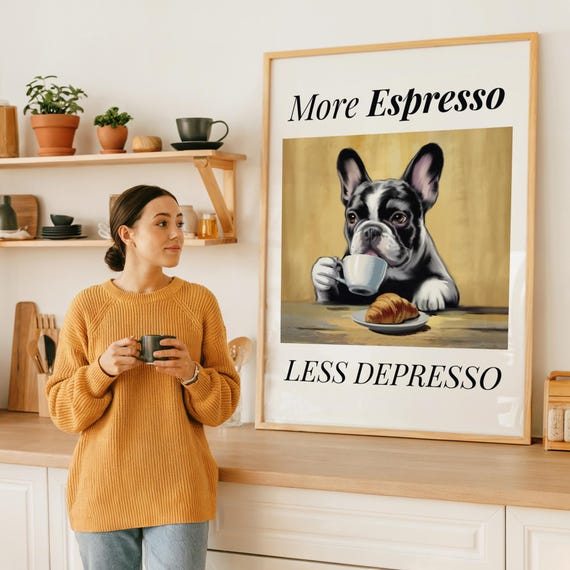 French Cafe Bulldog Coffee Station Art More
