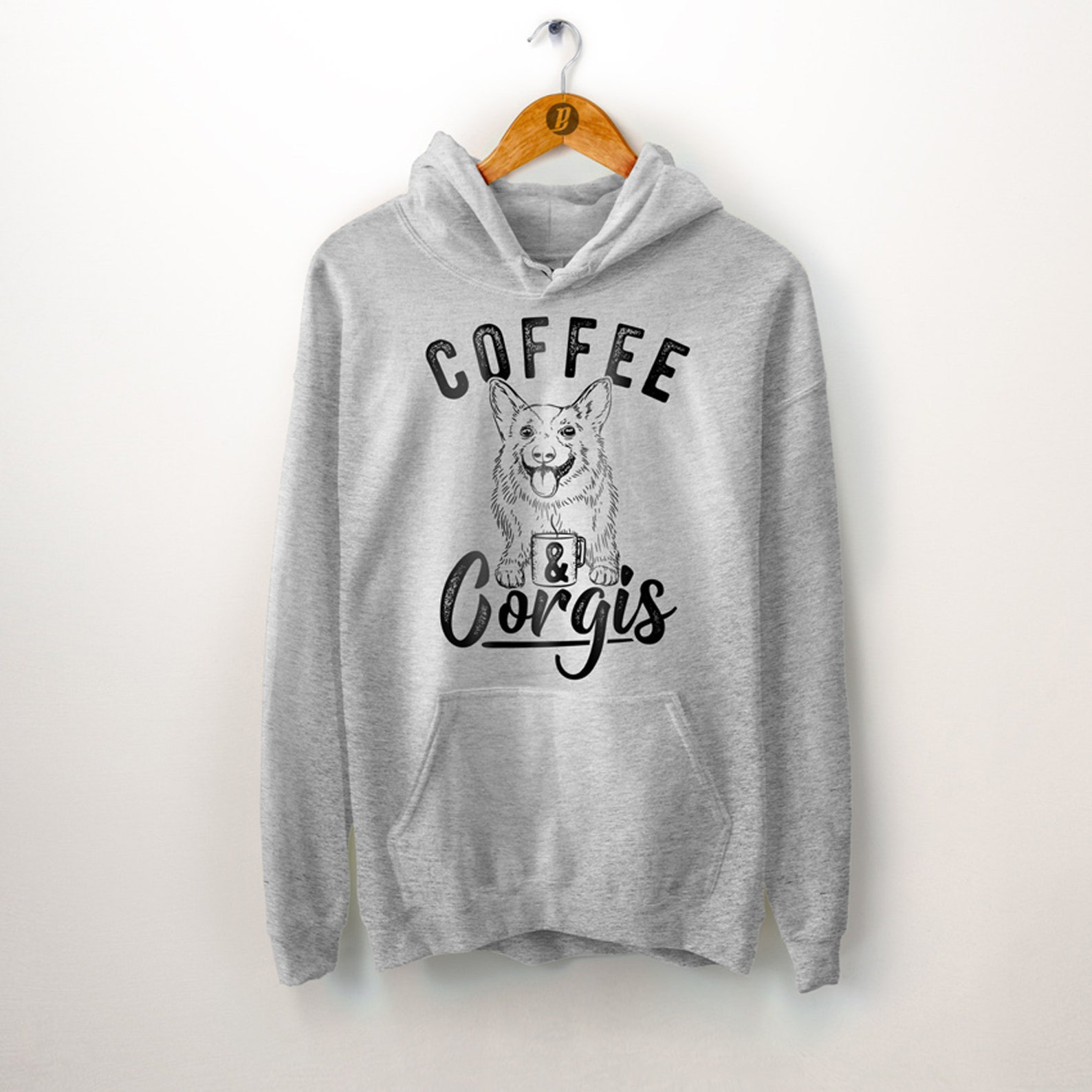 Happy Corgi & Coffee Hoodie