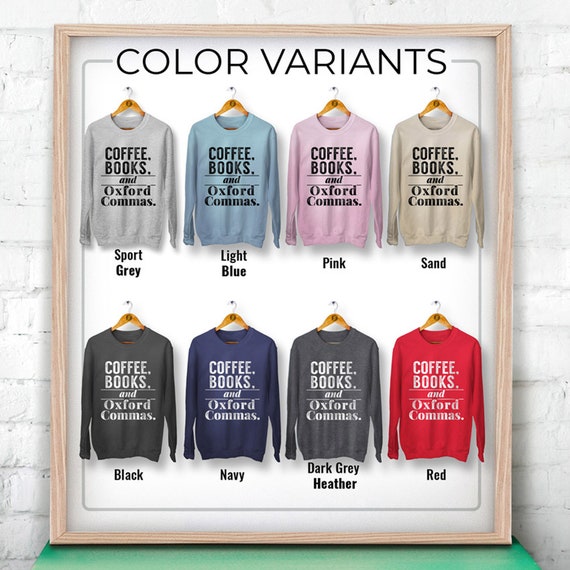 Coffee Books And Oxford Commas Color T-Shirt Coffee Books And Oxford Commas Color T-Shirt
