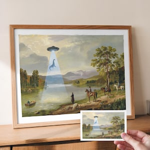 Victorian Decor. Vintage Art Prints. Loch Ness Monster. Funny Wall Art. Living Room Wall Art. Bathroom Prints. Extraterrestrial