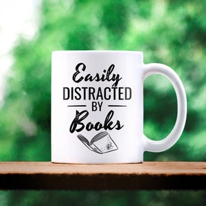 Book Lover Gift. Book Mug. Easily Distracted By Books. Librarian Mug. Teacher Mug. Gifts For Writers image 2