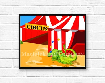 Iguana, Circus, Juggling, Children's Book Art, Wall Art, Nursery Room Art, instant download, digital print, digital art, 8x10