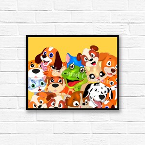 Iguana, Dog, Cat, Children&#39;s Book Art, Wall Art, Nursery Room Art, instant download, digital print, digital art, 8x10