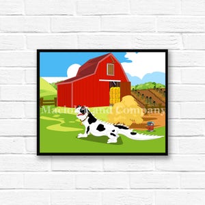 Iguana, Cow, Farm, Barn, Children&#39;s Book Art, Wall Art, Nursery Room Art, instant download, digital print, digital art, 8x10