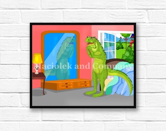 Iguana, Children's Book Art, Wall Art, Nursery Room Art, instant download, digital print, digital art, 8x10