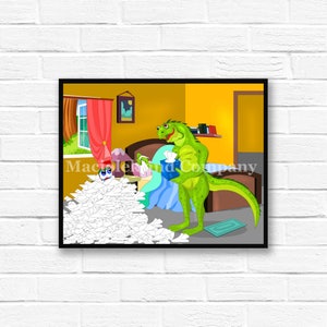 Iguana, Comfort, Friend, Children's Book Art, Wall Art, Nursery Room Art, instant download, digital print, digital art, 8x10