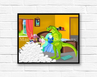 Iguana, Comfort, Friend, Children's Book Art, Wall Art, Nursery Room Art, instant download, digital print, digital art, 8x10