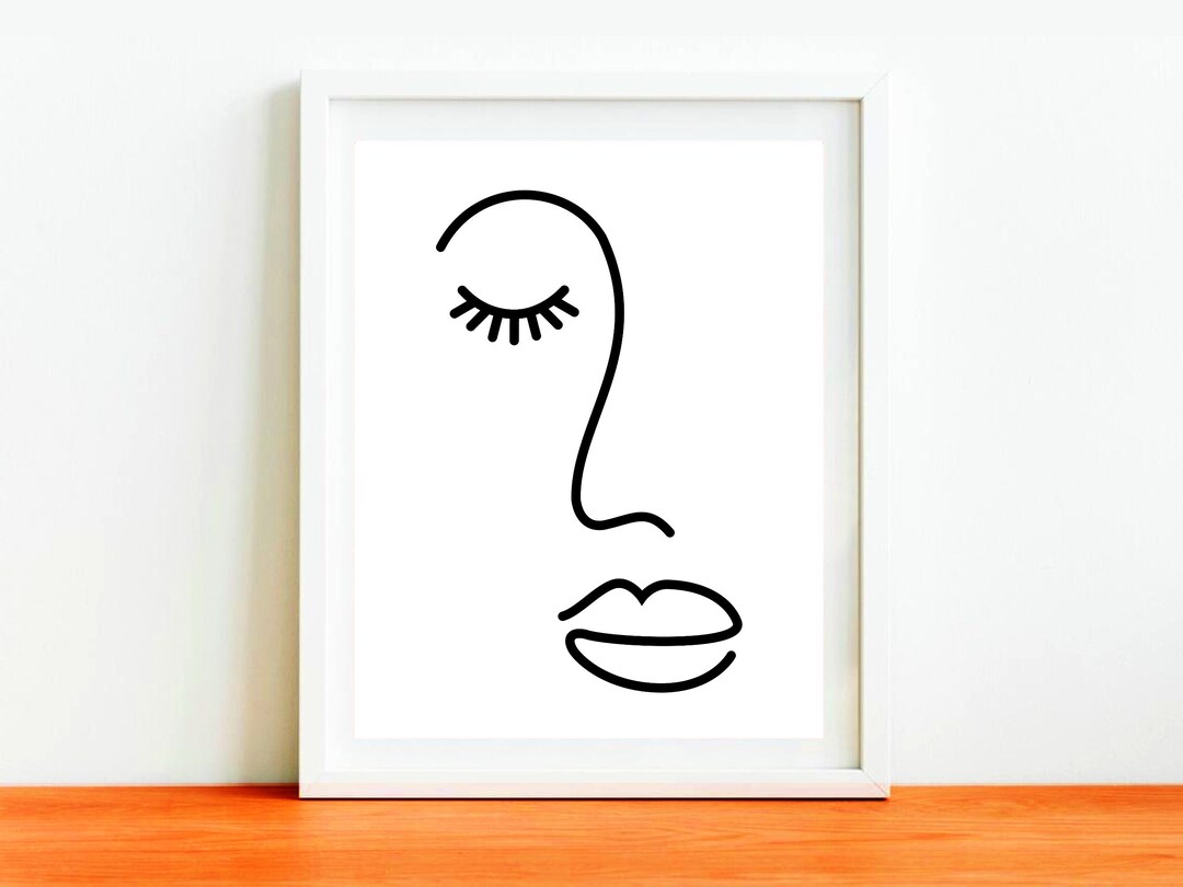 Abstract Face Printable Scandinavian Composition Line - Etsy