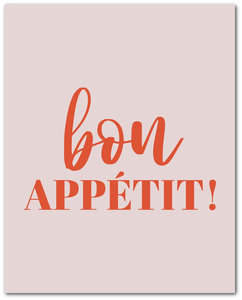 Bon Appetit Printable Pink Kitchen Print Modern Kitchen - Etsy