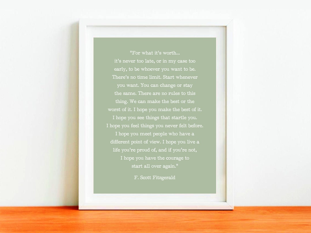 For What Its Worth Printable Quote Fitzgerald Quote - Etsy