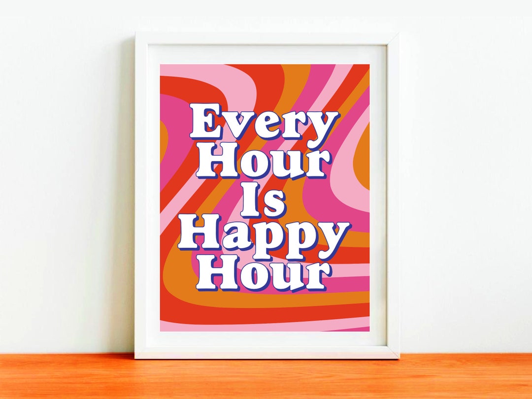Bar Cart Printable Every Hour is Happy Hour Bar Cart Art Etsy